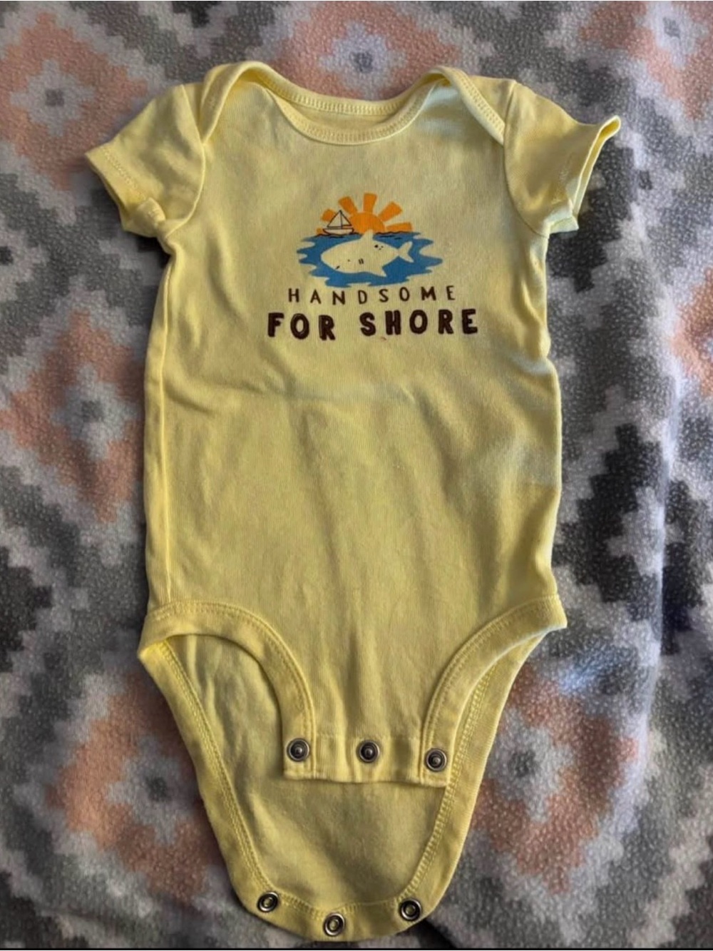 Yellow Baby One-Piece Bodysuit - "Handsome For Shore"
